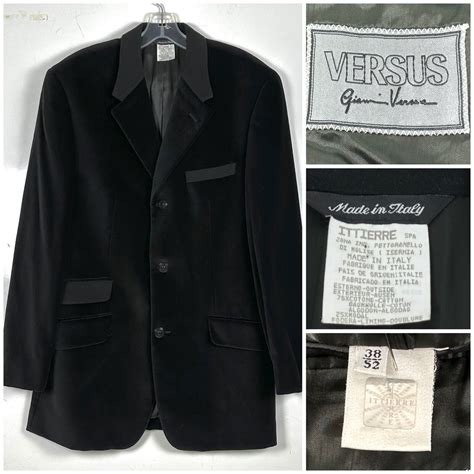 vintage black and grey velvet versus versace mens blazer|Suits & Blazers .